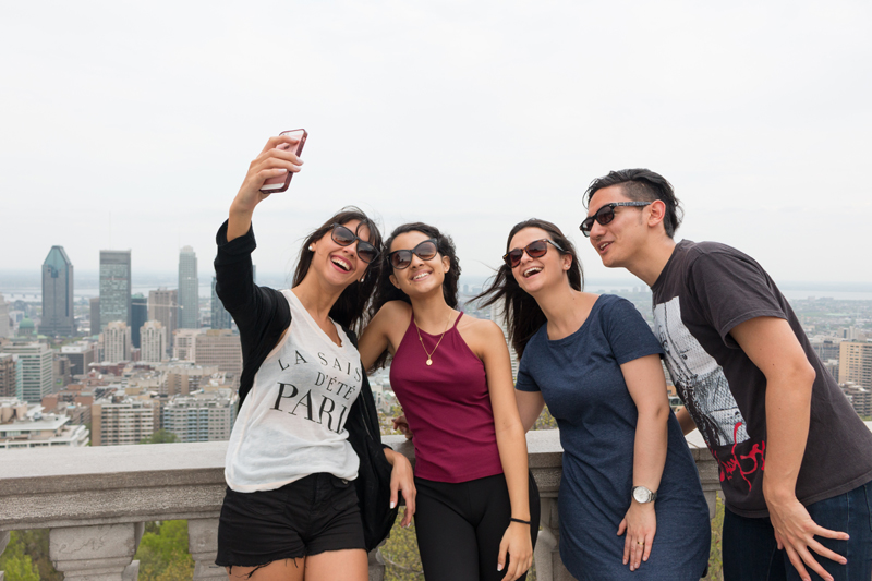 EC students taking selfies in Montreal