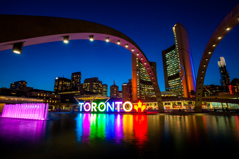 Toronto by night lit up