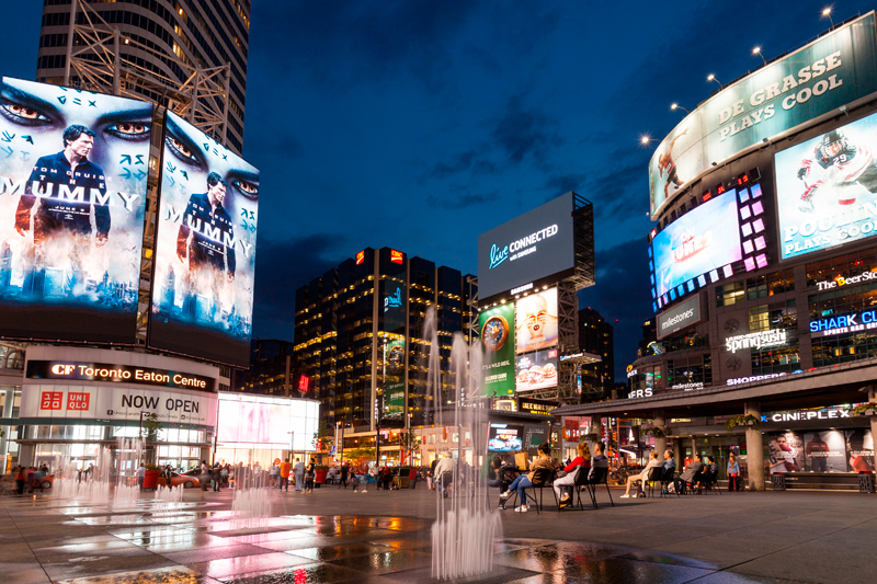 Toronto square by night