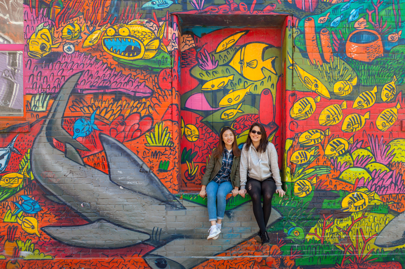 Girls studying English in Toronto enjoying their free time