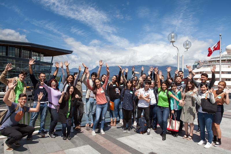 EC Students studying English in Vancouver having fun outside