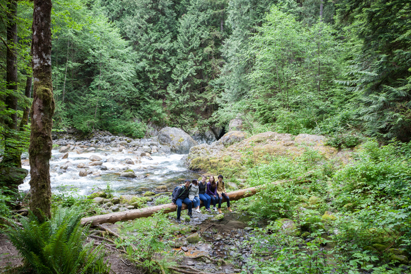 EC Students having fun in the forest