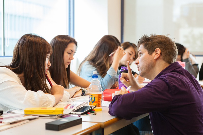 Students during an English course
