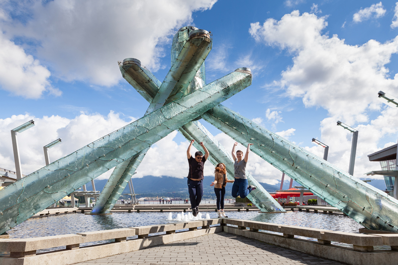 Students studying English in Vancouver at EC having fun outside