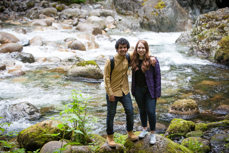 EC English students learning English in Vancouver posing by the river