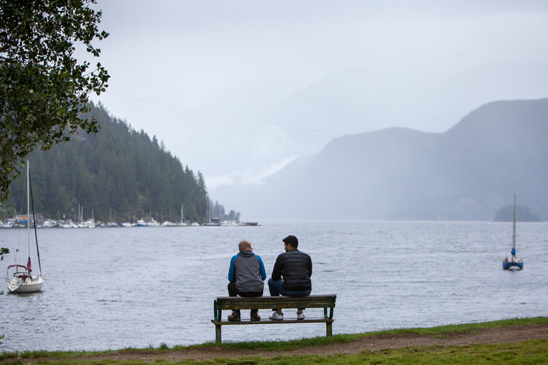 Enjoying the view by the lake