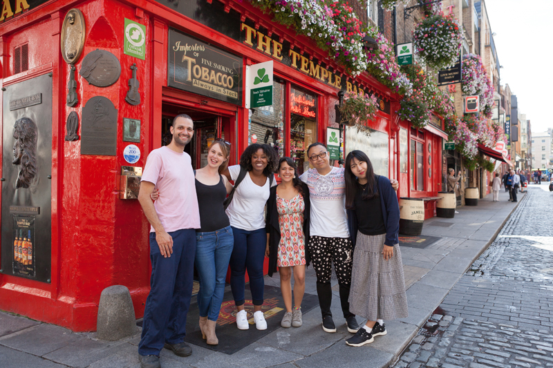 Young students ready to have a drink after their english lesson in Dublin