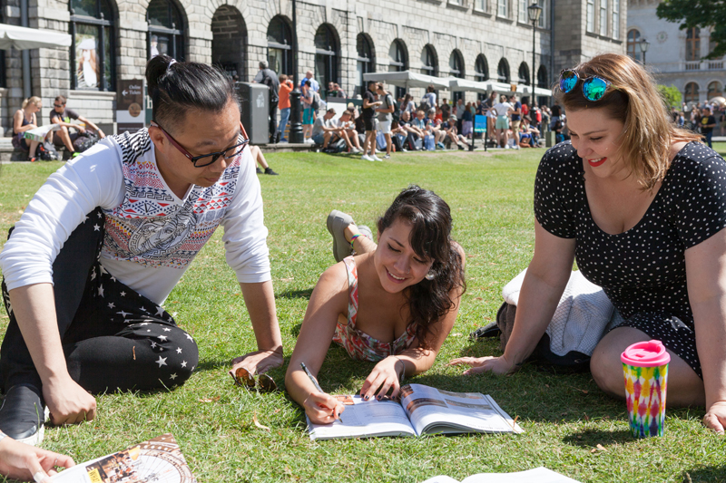 Doing homework with other english students from EC Dublin, Ireland