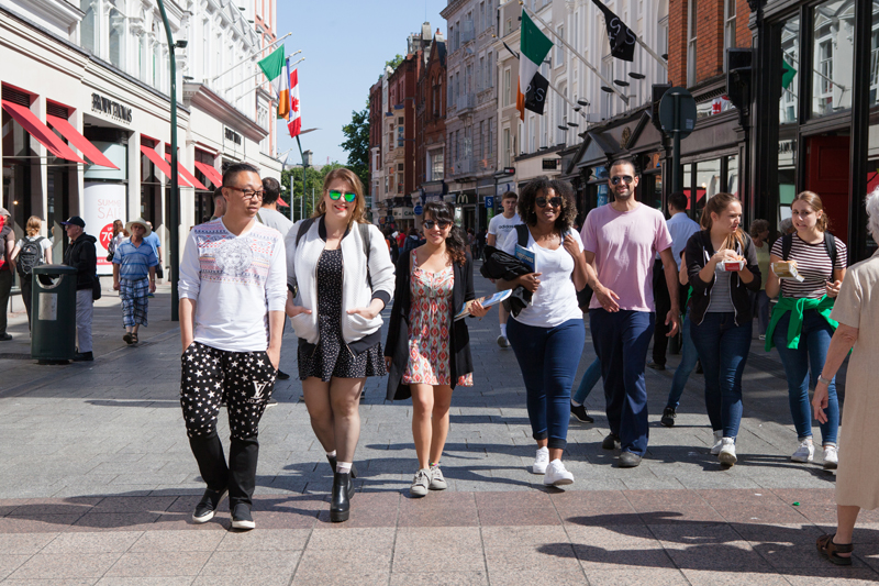 Group of students exploring Dublin's city center