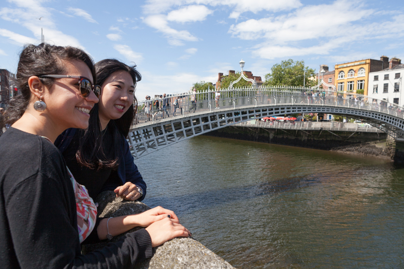 Two english students from EC english school near Ha'penny bridge in Dublin