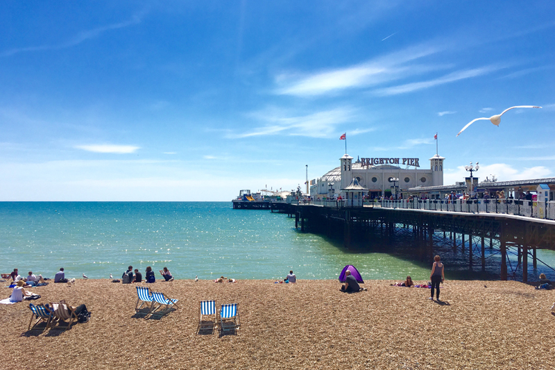 Brighton Pier where EC students can enjoy a beautiful sunny day with a blue sky