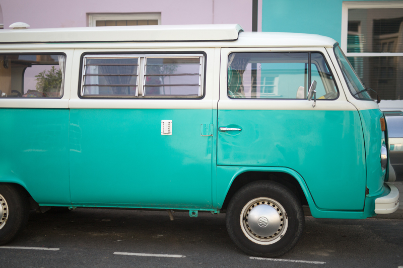 Retro Cyan Volkswagen Van