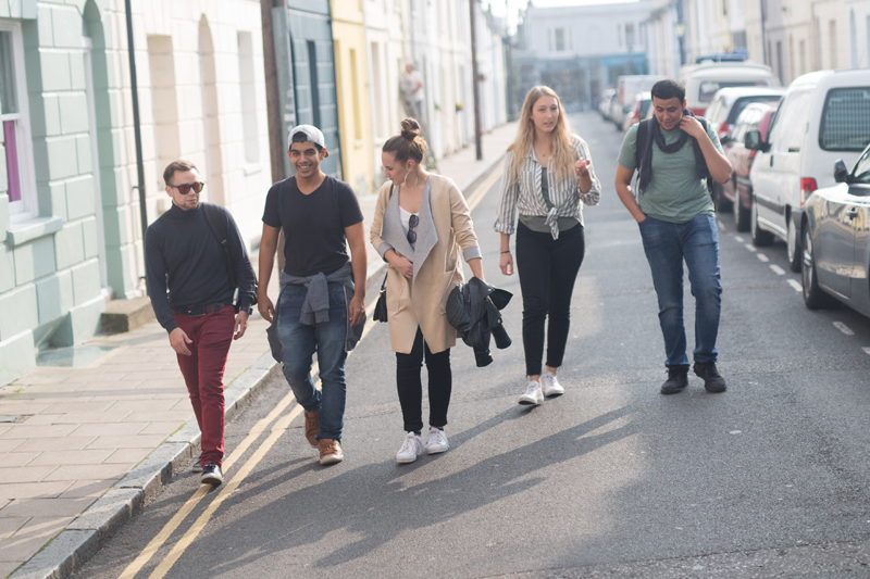 English Students in Brighton relaxing after their English lesson