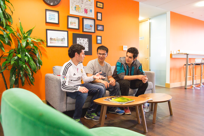 Students waiting for their English lesson at the EC English language school in Brighton