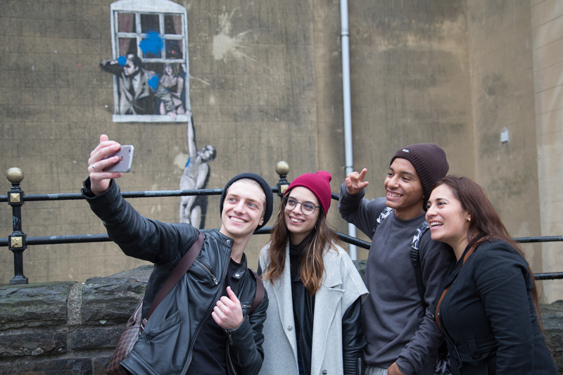 English students having fun in Bristol