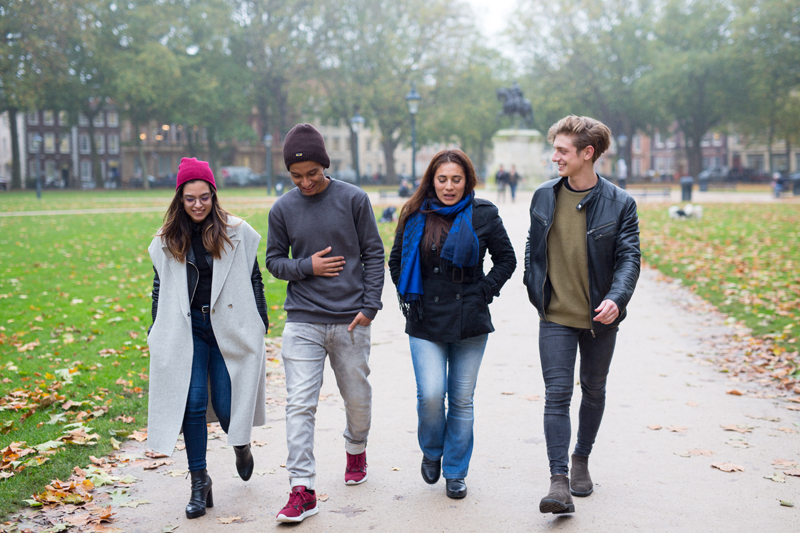 Students learning English in Bristol enjoying their free time outside