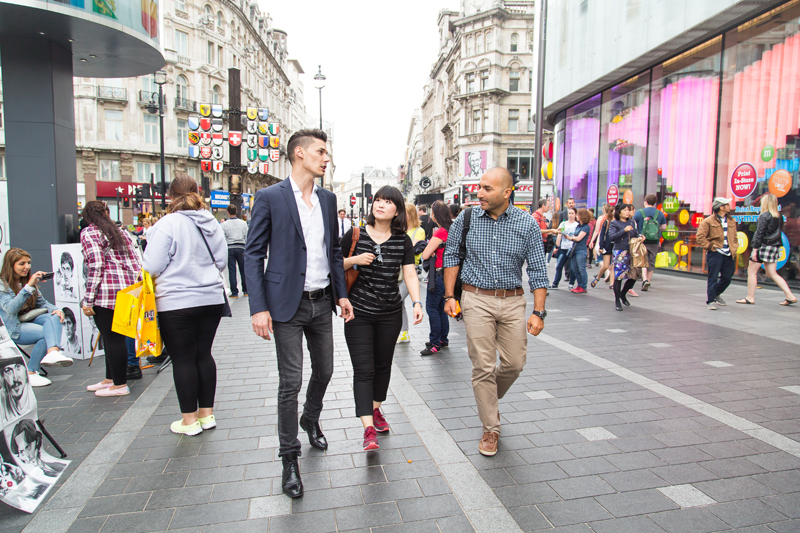 Small group of students visiting London city centre