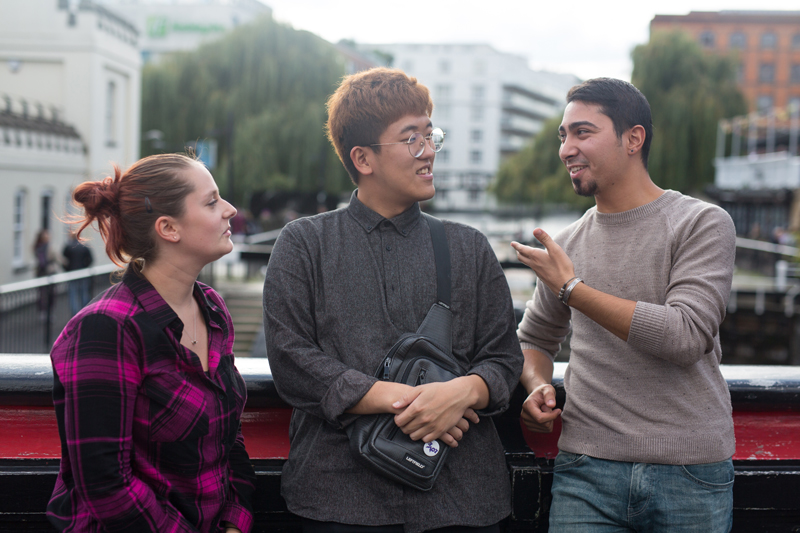 IELTS Students in London discussing their experience in class