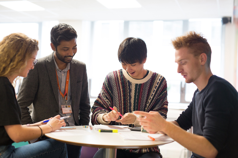 Students during an English class at EC London
